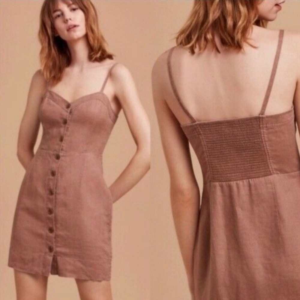 Wilfred Mauve-Tan Button-Front Mini Dress